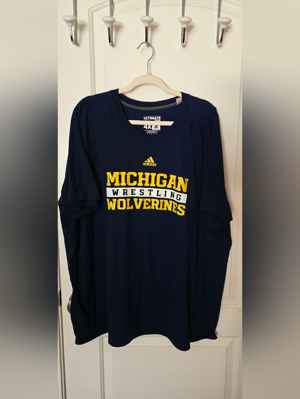 adidas Navy and Yellow Michigan Wolverines Wrestling Tee